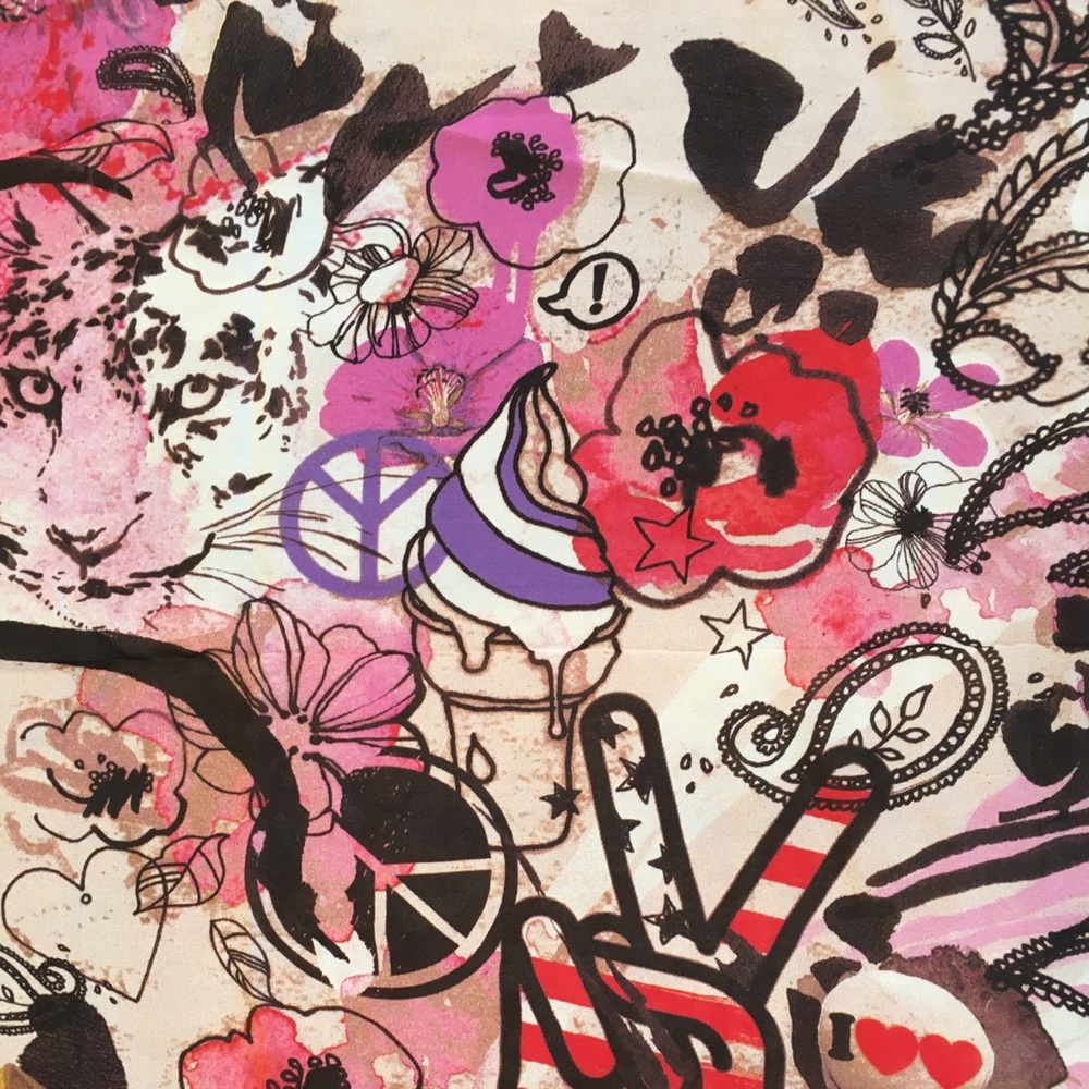 Abstract Floral & Graphic Pink Scarf - Women Accessories